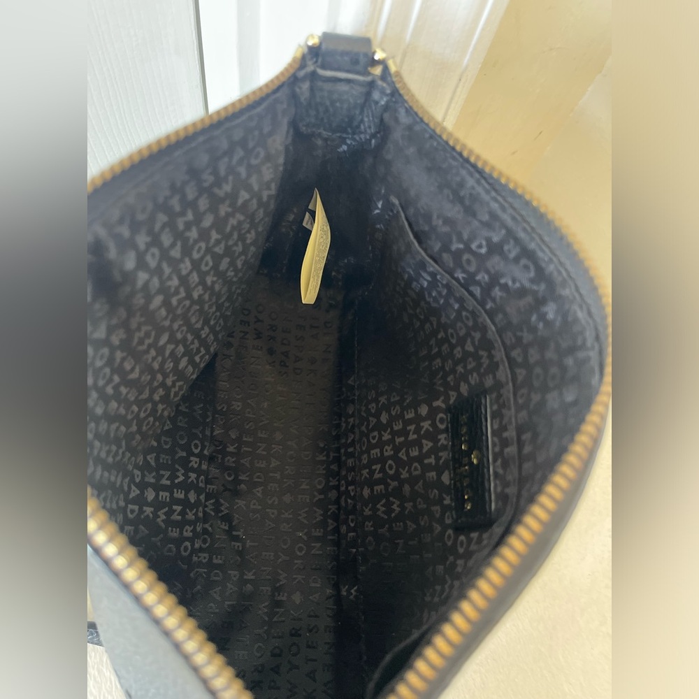 kate spade black pebbled leather crossbody with perforated detail EUC - Picture 5 of 10